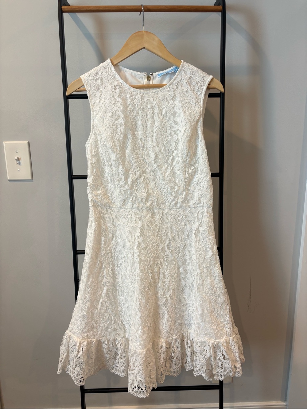 Draper James Ivory Lace Sleeveless Fit-and-Flare Dress